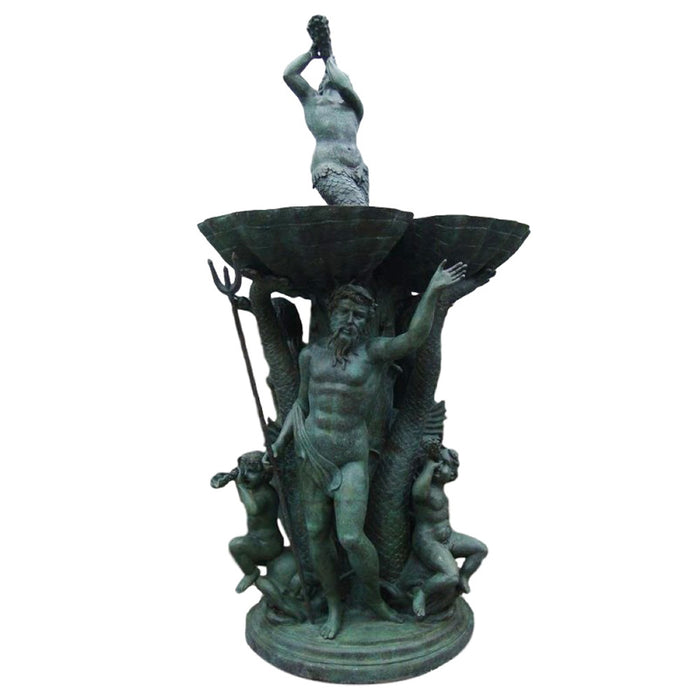 Large Poseidon Bronze Garden Fountain
