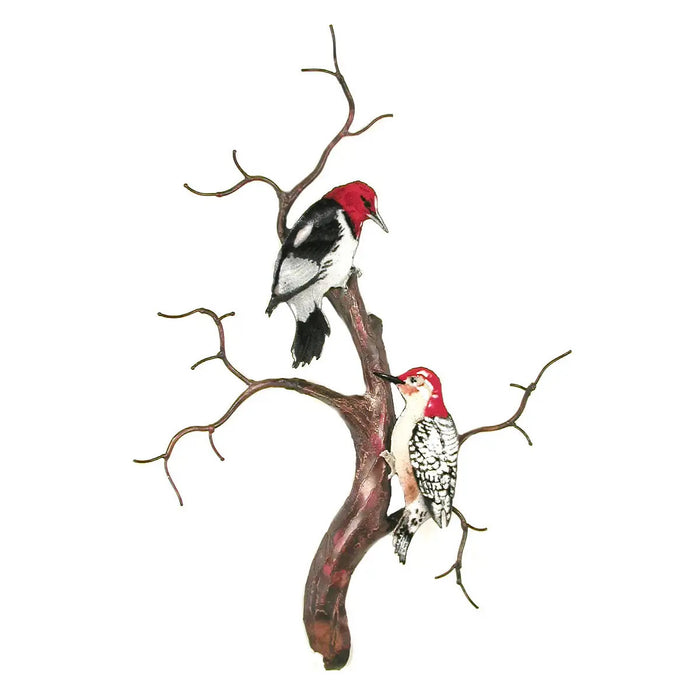 Red Headed and Red Bellied Woodpeckers Metal Wall Art