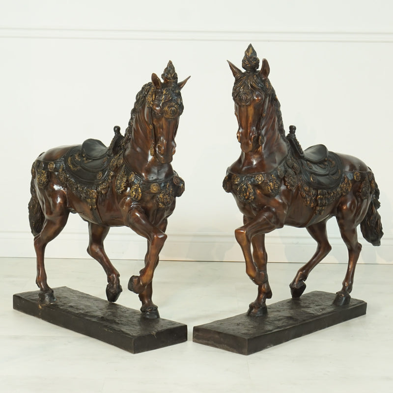 Royal Arabian Horse Bronze Sculpture Set