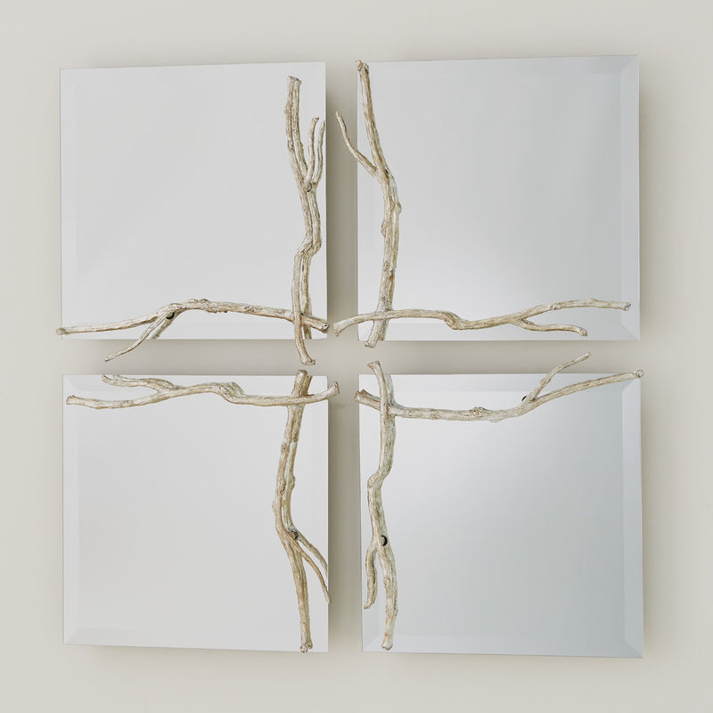 Silver Twig Wall Mirror Set
