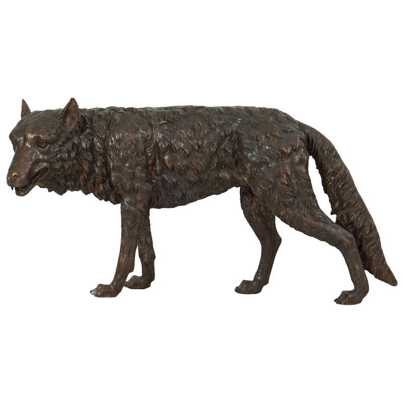 Standing Wolf Bronze Sculpture