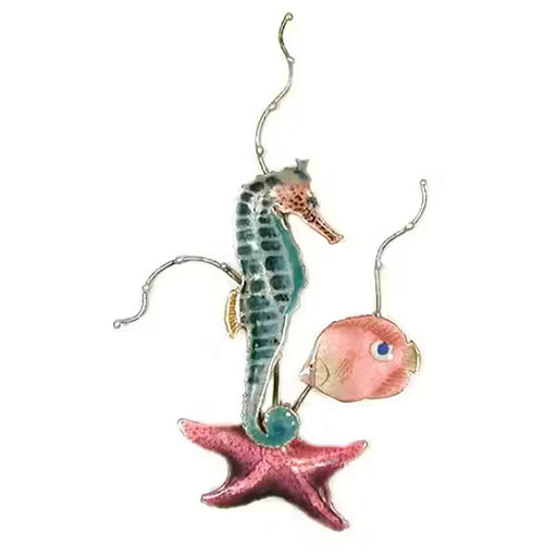 Seahorse with Star Fish Metal Wall Art