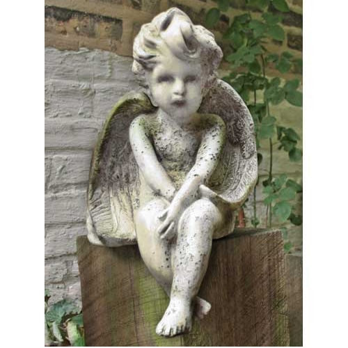 Sitting Cherub Garden Statue 15 Inch