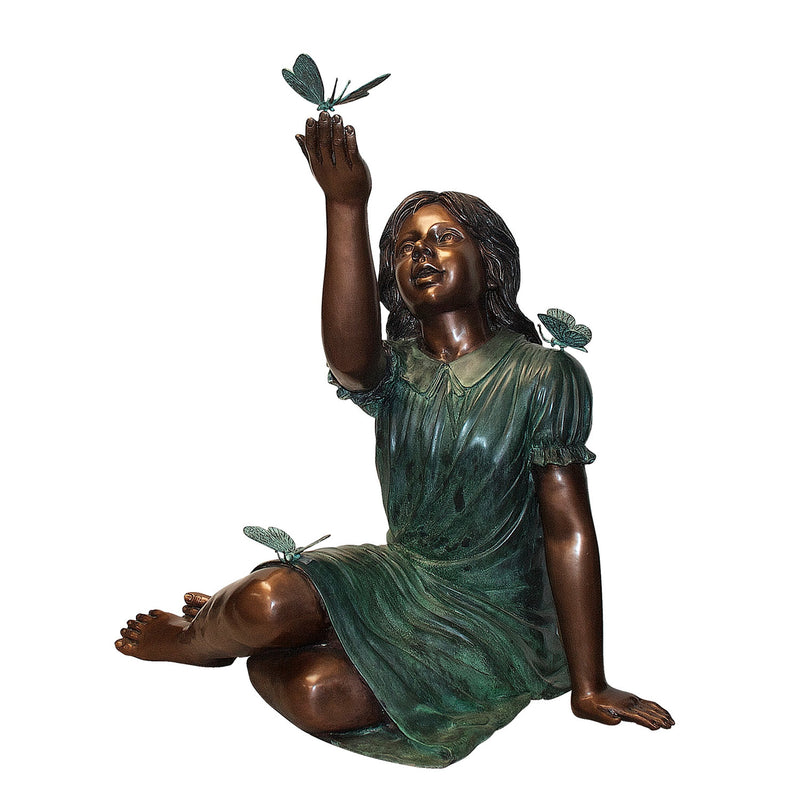 Sitting Girl with Butterflies Sculpture