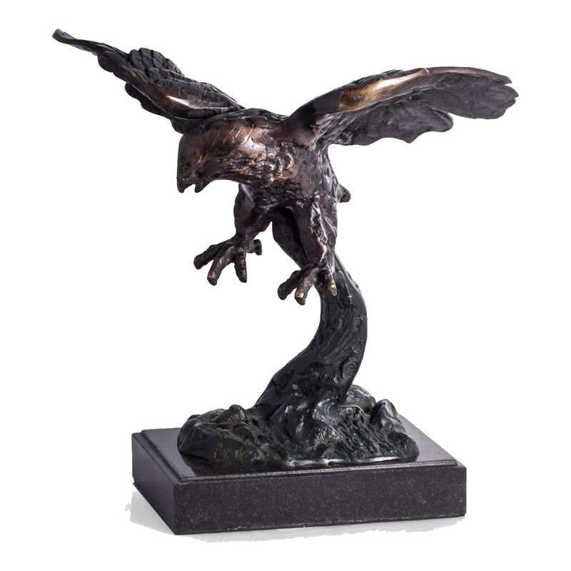 Soaring Eagle Sculpture on Marble Base