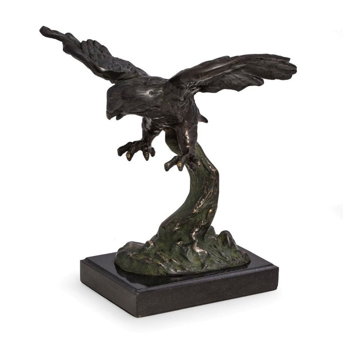 Soaring Eagle Sculpture on Marble Base