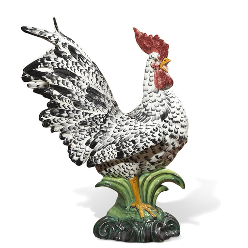 Speckled Rooster Sculpture-Italian Ceramic-23.5"H