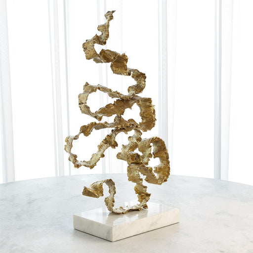Squiggles Sculpture Brass White Marble 2