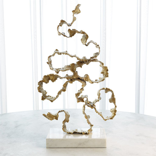Squiggles Sculpture Brass White Marble