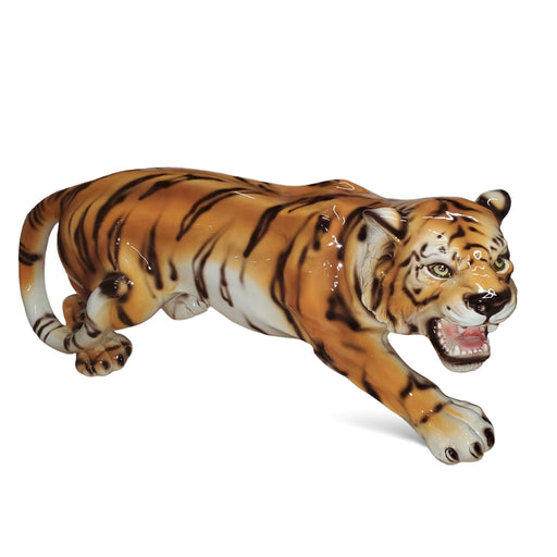 Stalking Tiger Sculpture-Italian Ceramic