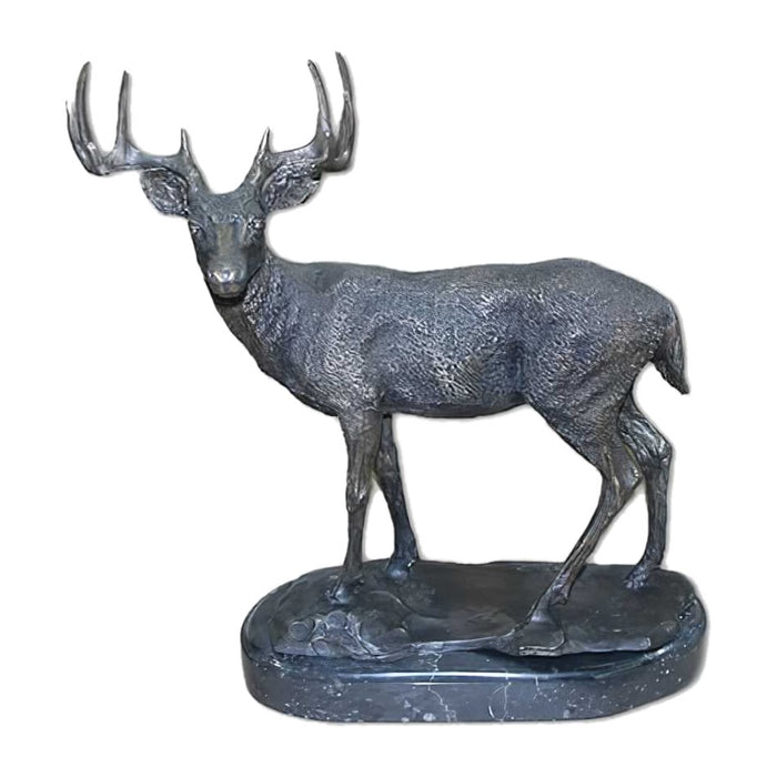 Standing White Tail Deer Bronze Sculpture