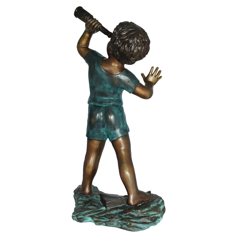 Stargazer Boy with Telescope Garden Sculpture
