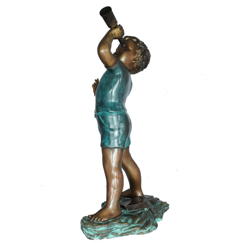 Stargazer Boy with Telescope Garden Sculpture