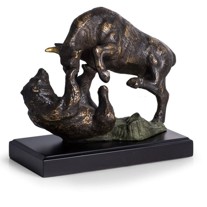 Stock Market Fighting Bull and Bear Statue