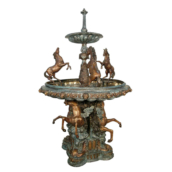 Tiered Bronze Horse Fountain- Verde