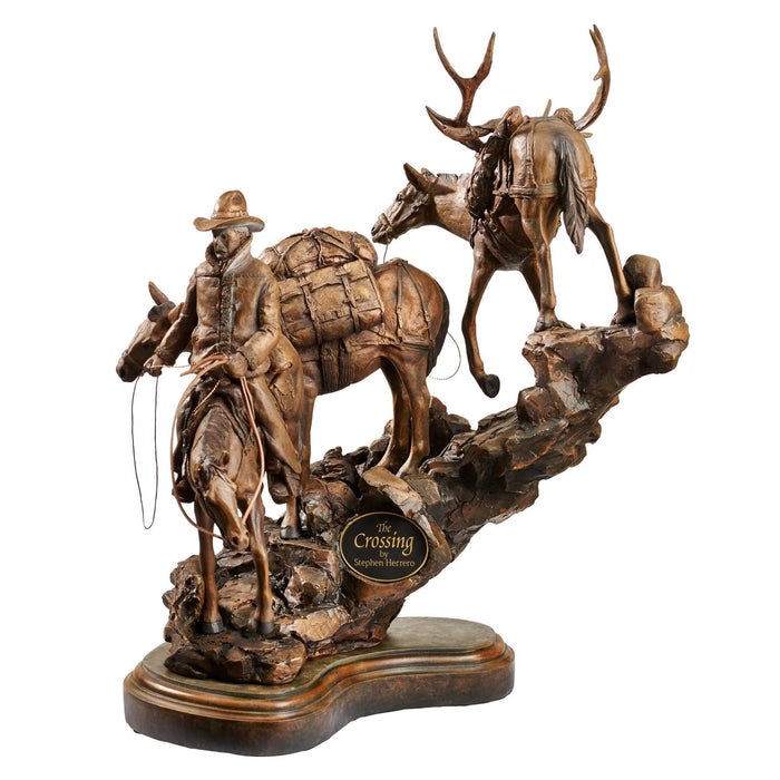 The Crossing-Cowboy on Horse Sculpture