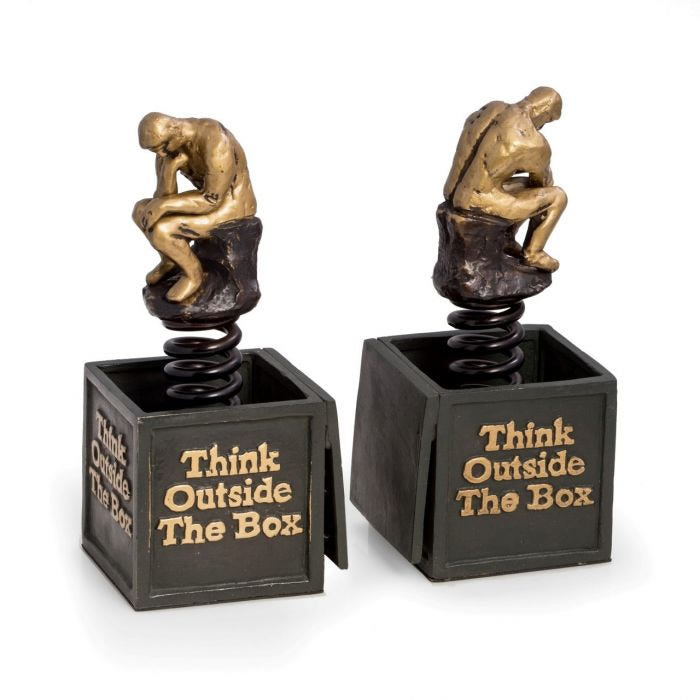 Think Outside The Box-Thinker Bookends