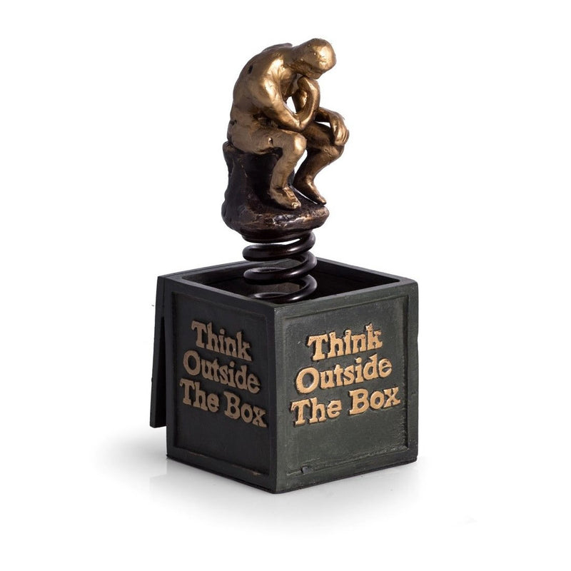 Think Outside The Box -Thinker Sculpture