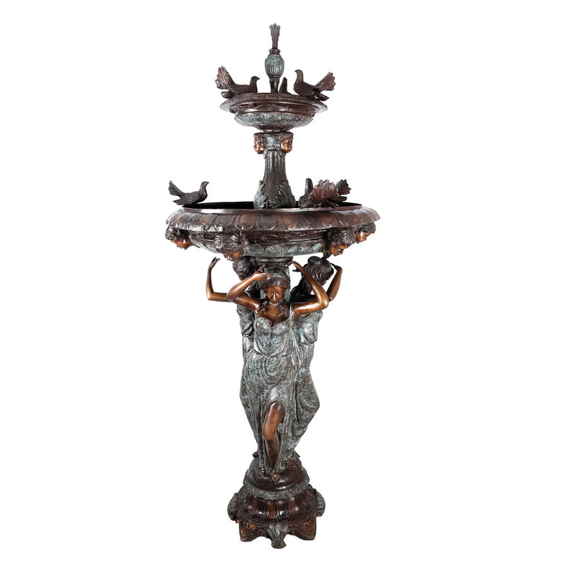 Three Ladies Tiered Bronze Fountain