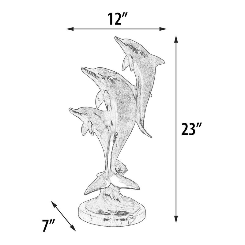 Triple Dolphin Table Top Nickel Plated Sculpture