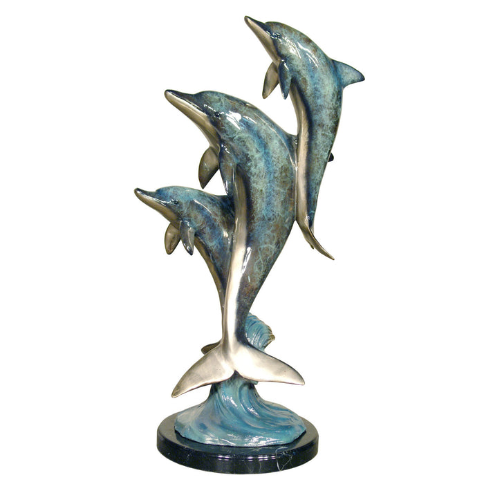 Triple Dolphin Table Top Nickel Plated Sculpture