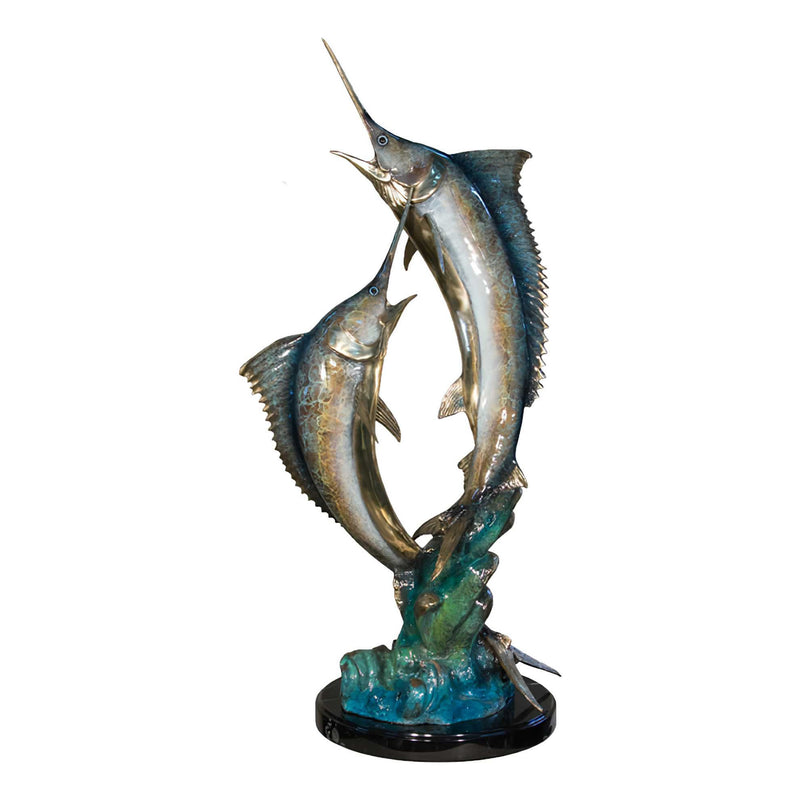 Twin Marlins Bronze Sculpture