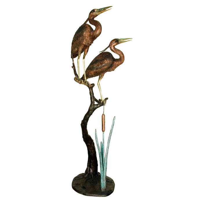 Two Herons on Tree Bronze Fountain