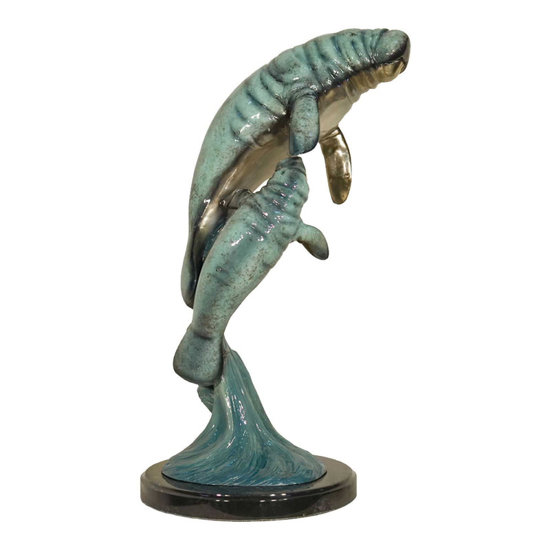 Two Manatees Bronze Sculpture