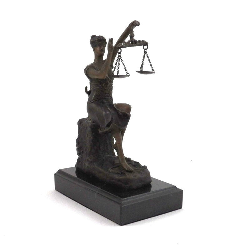 Victorious Lady Justice Sculpture on Marble Base