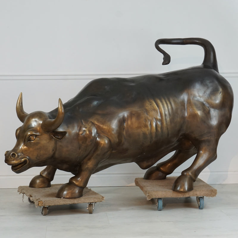 Large Wall Street Bull Bronze Sculpture