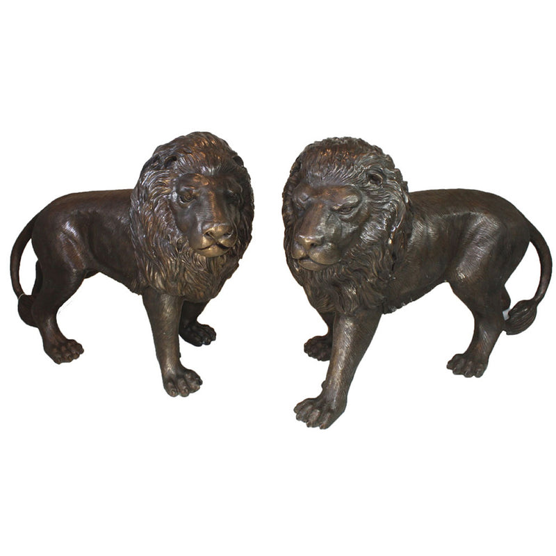 Walking Bronze Lion Sculpture-Pair