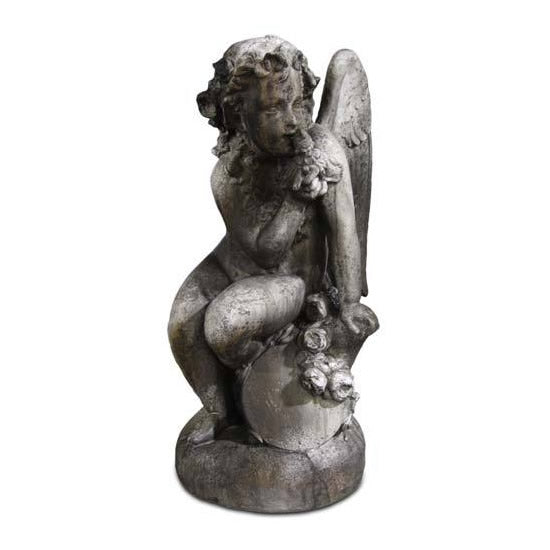 Winged Como Cherub with Doll Garden Statue
