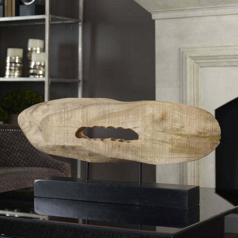 Even Flow-Wood Abstract Tabletop Sculpture