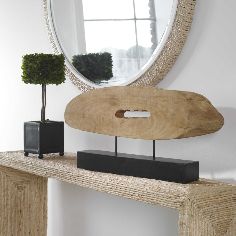 Even Flow-Wood Abstract Tabletop Sculpture