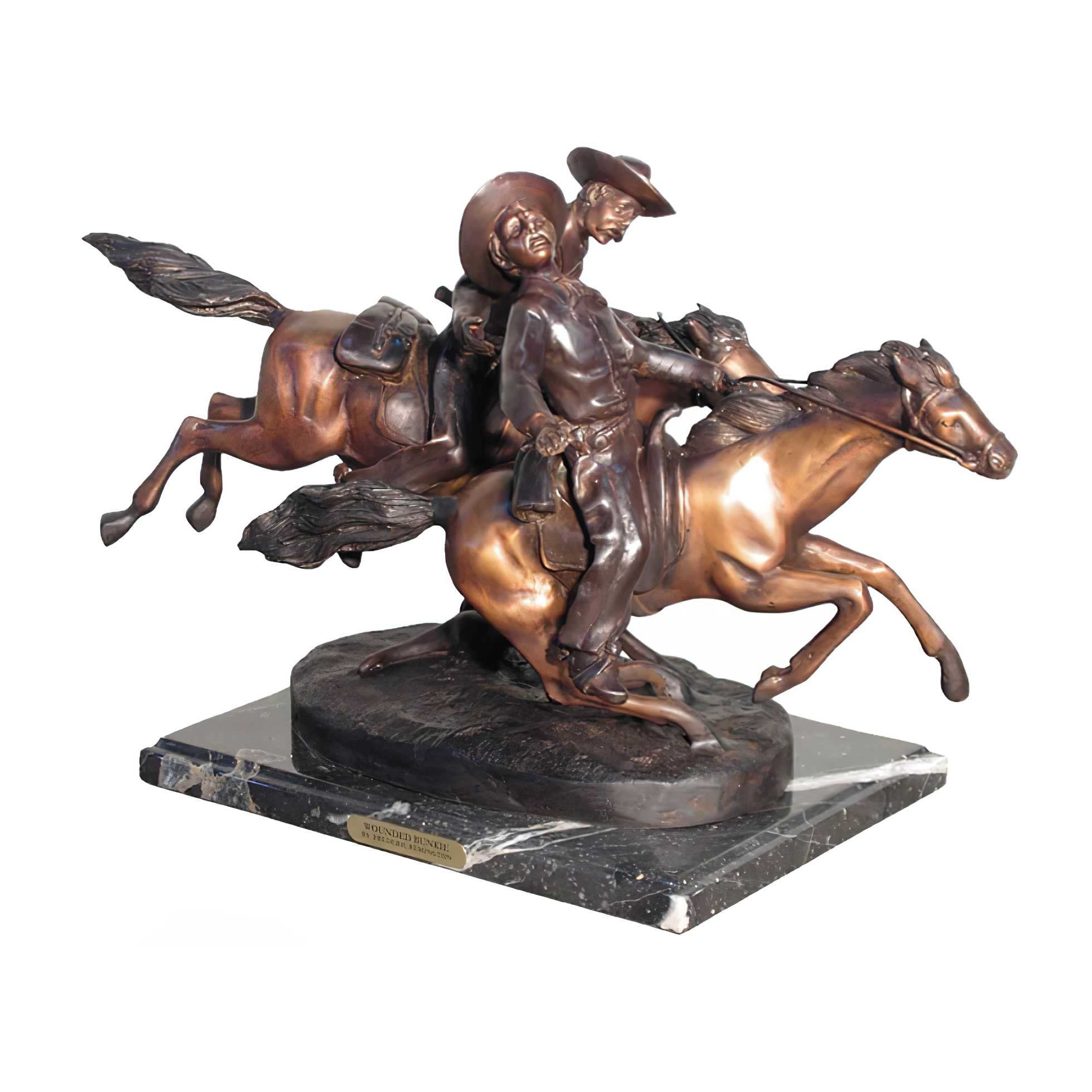 Wounded Bunkie Bronze Cowboy Sculpture — AllSculptures