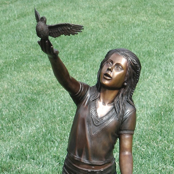 Taking Wing-Young Girl with Bird Sculpture