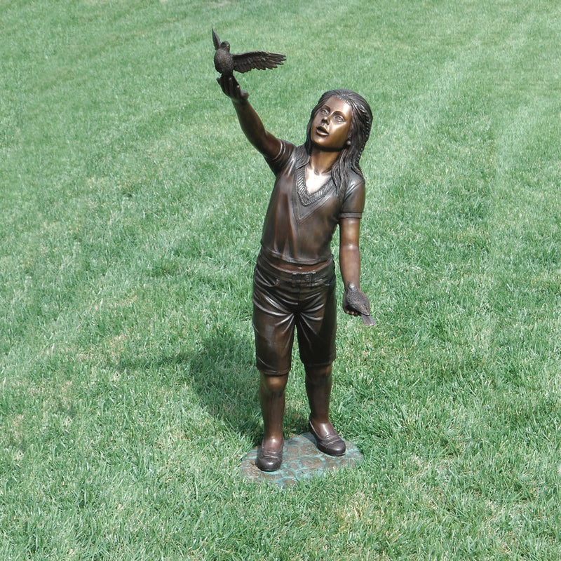 Taking Wing-Young Girl with Bird Sculpture