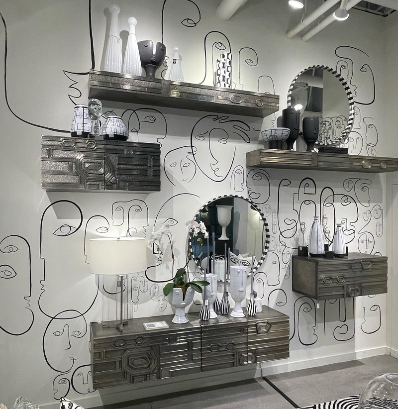 Abstract Block Floating Drawers Shelf