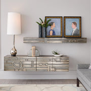 Abstract Block Floating Cabinet In Nickel 2