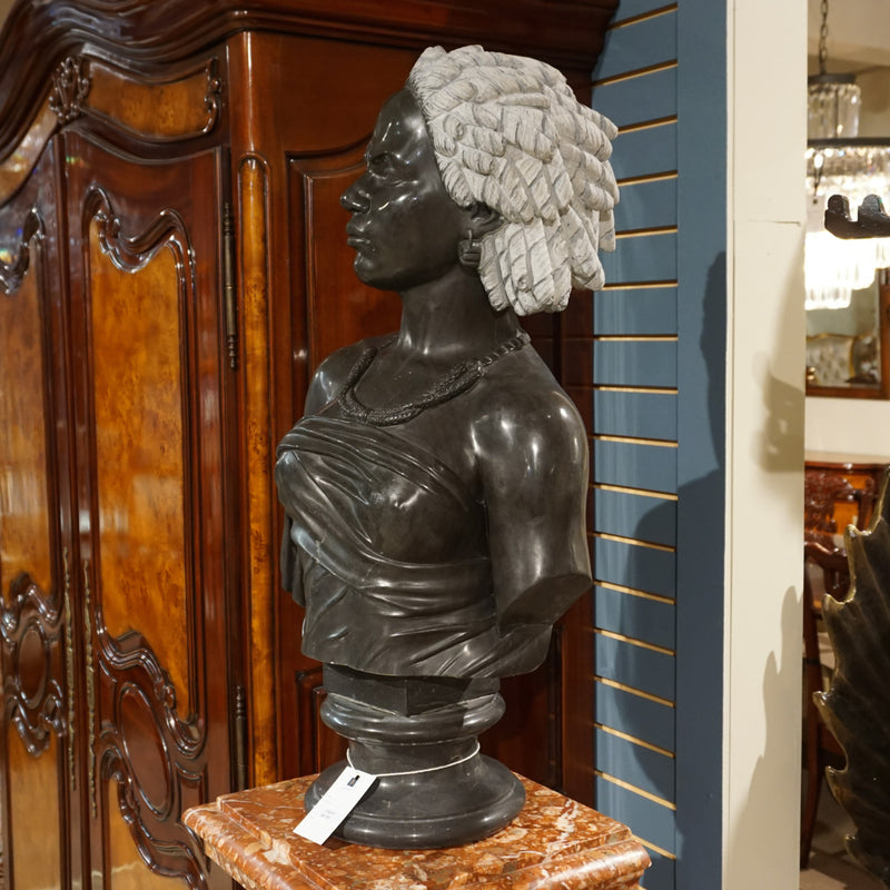 Female African American Bust-Black Marble