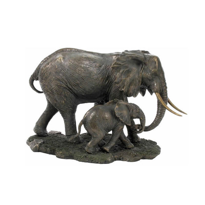 African Elephant and Baby Sculpture