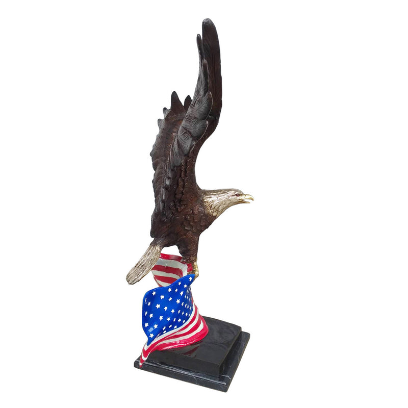 Bald Eagle with Flag Bronze Sculpture