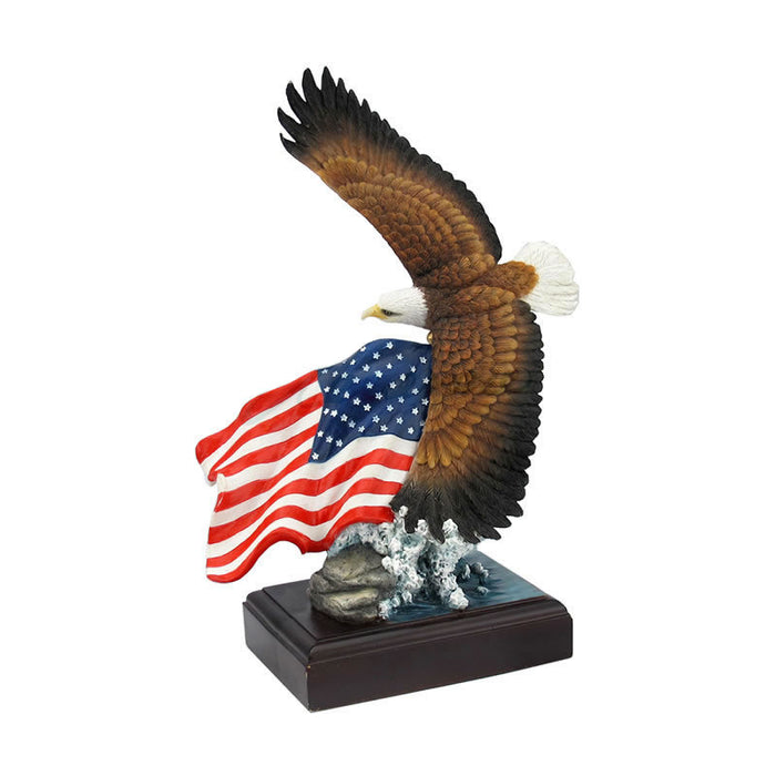 American Pride Statue- Bald Eagle and Flag (Color)