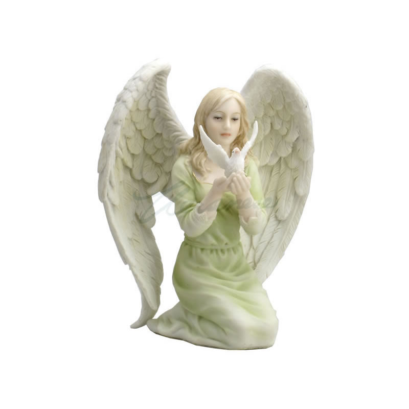Angel Kneeling With Dove Statue