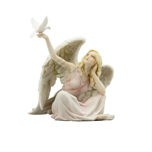Angel With Dove On Hand Statue (Light)