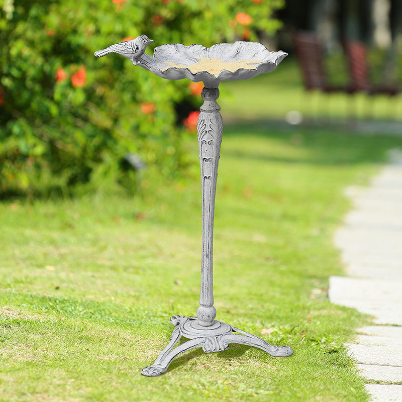 Antiqued Flower Birdfeeder on Stand by San Pacific International/SPI Home