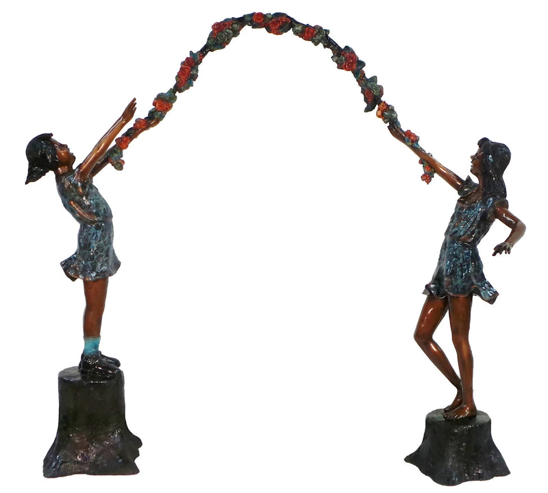 Arbor Girls Garden Sculpture With Special Patina