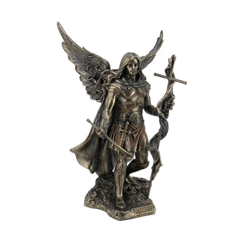 Archangel- St. Gabriel With Cross And Trumpet Statue