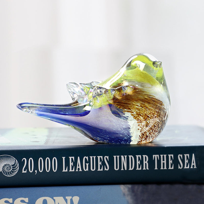 Art Glass Bird Figurine- Blue and Yellow by San Pacific International/SPI Home