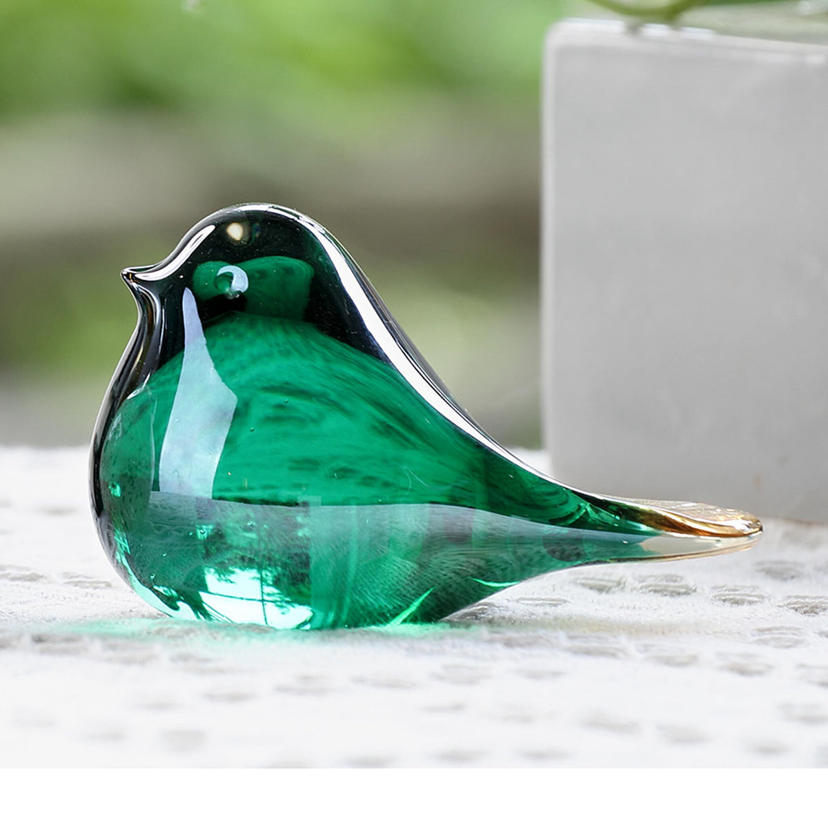Art Glass Bird Figurine- Green